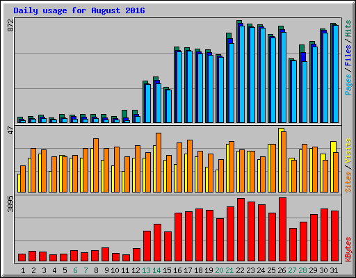 Daily usage for August 2016