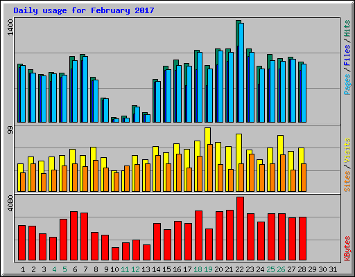 Daily usage for February 2017