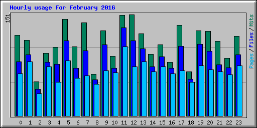 Hourly usage for February 2016