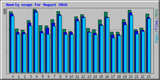 Hourly usage for August 2016